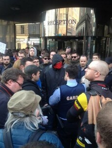 Angry scenes at venue where far-right Polish leader due to appear