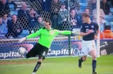Ireland goalkeeper David Forde takes out Millwall team-mate with a kick-out to the head