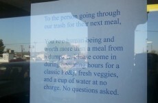 This sandwich shop is going viral for its lovely note to person eating from dumpster