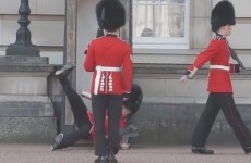 A Buckingham Palace guard fell in front of tourists, but remained cool as a cucumber