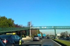 Some wonderful person has erected a 'Careful Now' sign on the N11