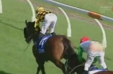 A jockey accidentally flashed his arse to thousands of people during a race today