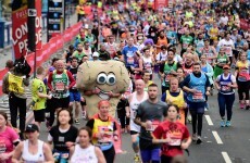 A giant pair of balls has just run the London Marathon