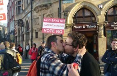 Two lads were also snapped kissing in front of that No protester in Dublin