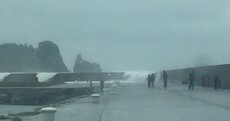 Parents put toddlers at risk at Howth pier with high waves breaking over walls