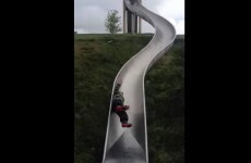 This kid somehow walked away from Dublin's slippiest slide uninjured