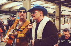 U2 performed a surprise busking session for New York subway commuters last night