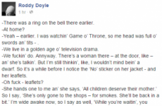 Roddy Doyle just used Game of Thrones to argue in favour of same-sex marriage