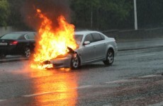 There is a car on fire on the N11