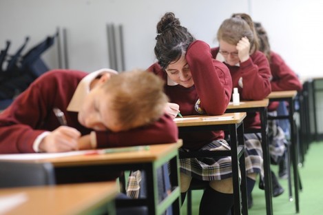 Students sit the Junior Cert exams at a school in Ballymun, Dublin