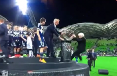 Could this man's tumble off stage be even worse than The Edge's?