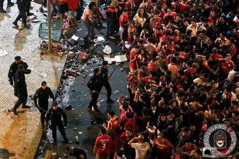 Riots taking place in Lisbon last night.
