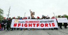 McDonald's workers protest "poverty wages" and demand $15/hour