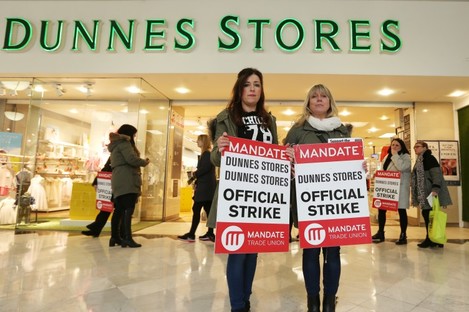 File photo of staff protesting outside Dunnes Stores.