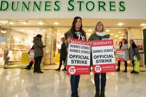 File photo of staff protesting outside Dunnes Stores 