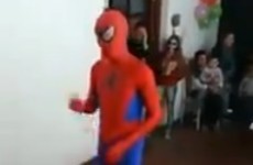 This Spiderman performer absolutely snotted himself at a kid's birthday party