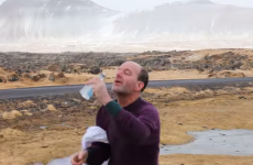 Here's what happens when you try to drink some water in Icelandic winds