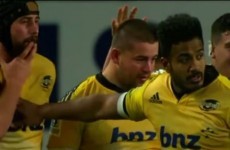 Rugby player goes in for high five, accidentally slaps himself in the face