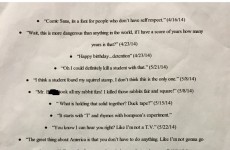 A student compiled his teacher's most bizarre quotes and presented them to him