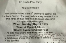This mam was shocked at the dress code for girls at a pool party and let it be known