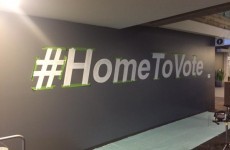Twitter has painted #HomeToVote on the wall of its San Francisco HQ