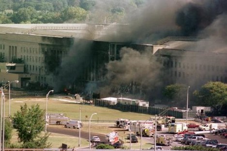 File photo of the Pentagon on fire after being struck by a plane on 11 September 2001.