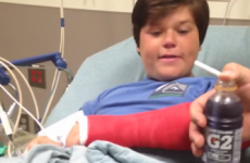 Boy breaks his arm, marvels at his new cast while hopped up on pain meds