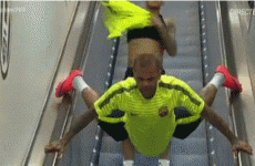 Dani Alves and Neymar made this entrance to the Olympic Stadium this evening