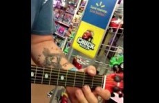 These lads are going viral for absolutely tearing up toy guitars in a supermarket