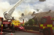 Thatched cottages on fire in Adare, Limerick
