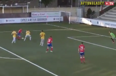 Still got it! Henrik Larsson, 43, brings himself off the bench for Helsingborg - and scores