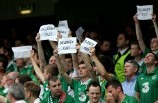 'Delaney Out' is the message from Irish fans at the Aviva