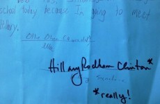 Hillary Clinton signed a permission slip excusing a boy from school, because she can