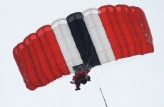 Red Devil catches team-mate after parachute fails to open
