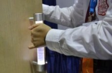 This futuristic bathroom door handle has a trick up its sleeve