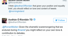 Aodhán Ó Ríordáin and Rónán Mullen are having a bit of a row on Twitter