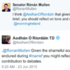 Aodhán Ó Ríordáin and Rónán Mullen are having a bit of a row on Twitter