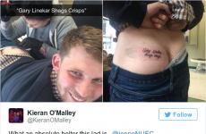 This lad got 'Gary Lineker shags crisps' tattooed on his arse, and immediately regretted it