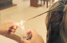 Women are burning their hair with candles to get rid of split ends