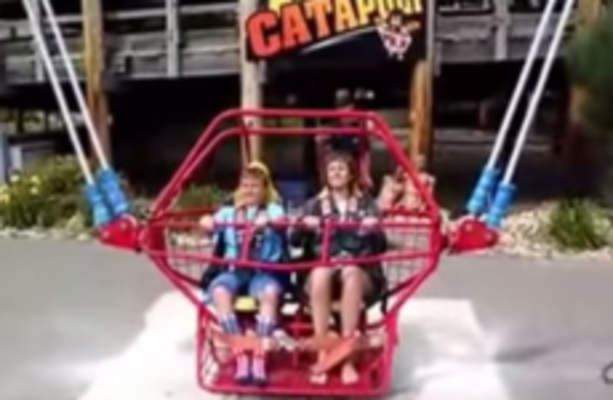 The heartstopping moment a bungee cord snapped on a catapult ride