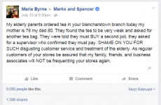 A Dublin branch of Marks and Spencer was hit with an extremely viral complaint about tea