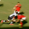 Sit down! Fiji scored a brilliantly powerful try against Tonga