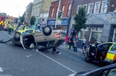 Main Street reopens in Bray after car flips onto roof