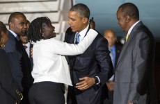 Barack Obama has been greeted by his family in Kenya