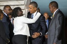 Barack Obama has been greeted by his family in Kenya