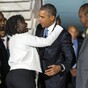 Barack Obama has been greeted by his family in Kenya
