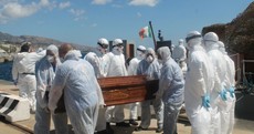 LÉ Niamh disembarks 14 bodies found on overcrowded barge