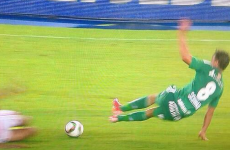 This is as certain a red card as you're ever likely to see