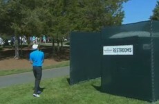Nick Watney somehow managed to save par from behind a toilet