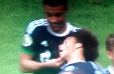 Ex-Chelsea striker puts a spider down his team-mate's back
